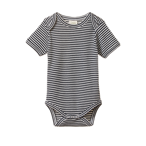 Nature Baby Short Sleeved Bodysuit - Navy Stripe