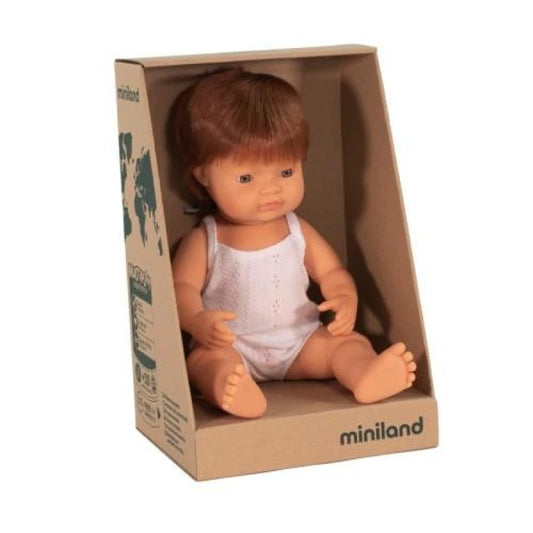 Miniland Doll Anatomically Correct Baby, Caucasian Boy Red Hair 38cm