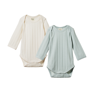 Nature Baby Long Sleeve Bodysuit 2 pack - Natural/Sea
