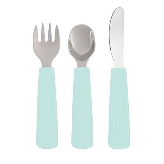 We Might Be Tiny Toddler Feedie Cutlery Set. Minty Green