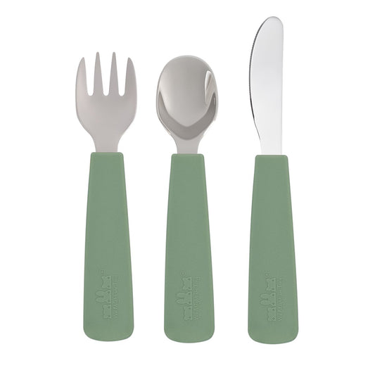 We Might Be Tiny Toddler Feedie Cutlery Set. Sage